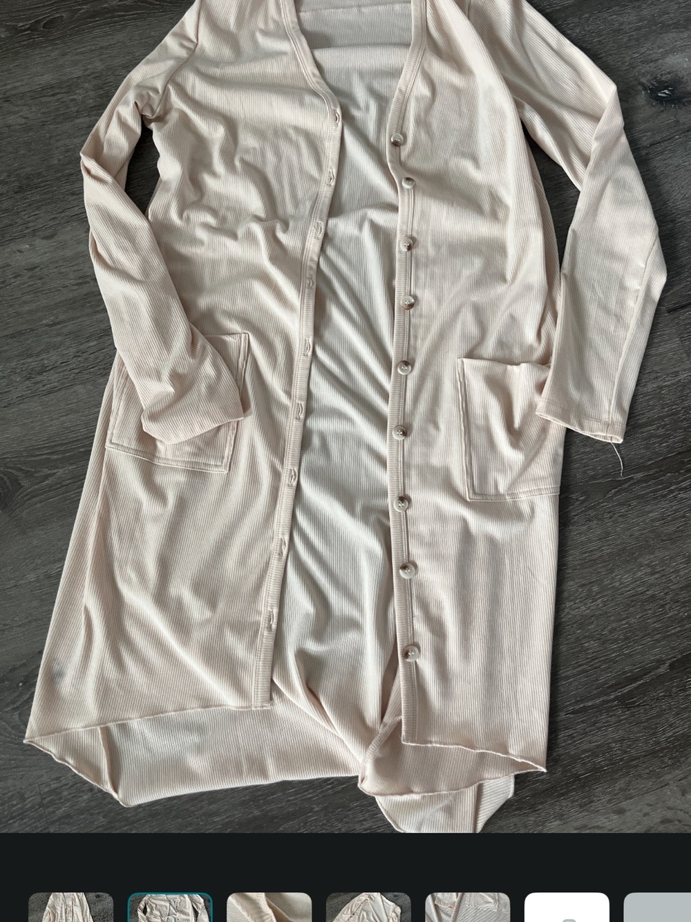 Light Blush Long Button-Front Cardigan